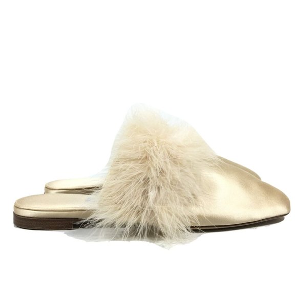 Sleeper Womens Manon Mules With Detachable Feathers Size 41 US 11 Champagne - Picture 3 of 11